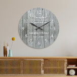 Rustic Gray Wood Love Quote Wedding Anniversary   Large Clock<br><div class="desc">Wedding anniversary clock with  a romantic quote 'I'm in love with every moment I spent with you' to express your love.Personalize with name and year.</div>