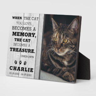 Rustic Gray Wood Pet Cat Memorial Photo Keepsake  Plaque