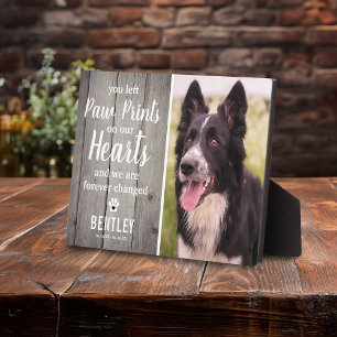 Rustic Gray Wood Pet Memorial Photo Keepsake Plaque