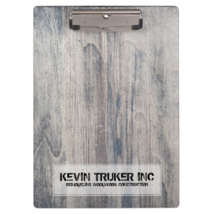Rustic Gray Wood Texture Construction & Woodwork Clipboard