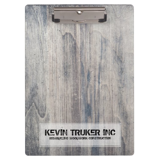 Rustic Gray Wood Texture Construction & Woodwork Clipboard (Front)