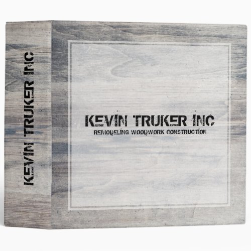Rustic Gray Wood Texture White Frame 3 Ring Binder