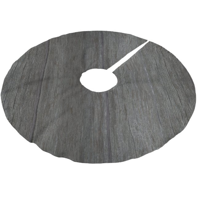 Rustic Gray Wood Textured Pattern Brushed Polyester Tree Skirt (Angled)