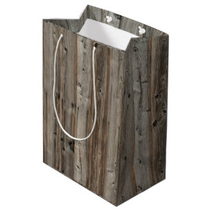 Rustic Gray Wood Tone Medium Gift Bag