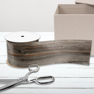 Rustic Gray Wood Tone Satin Ribbon