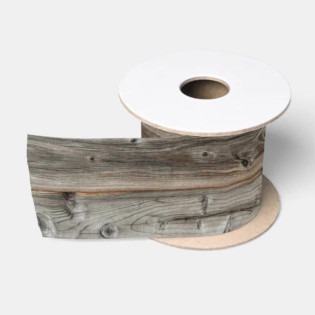 Rustic Gray Wood Tone Satin Ribbon | Zazzle