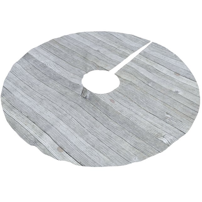 Rustic Gray Wooden Texture Brushed Polyester Tree Skirt (Angled)