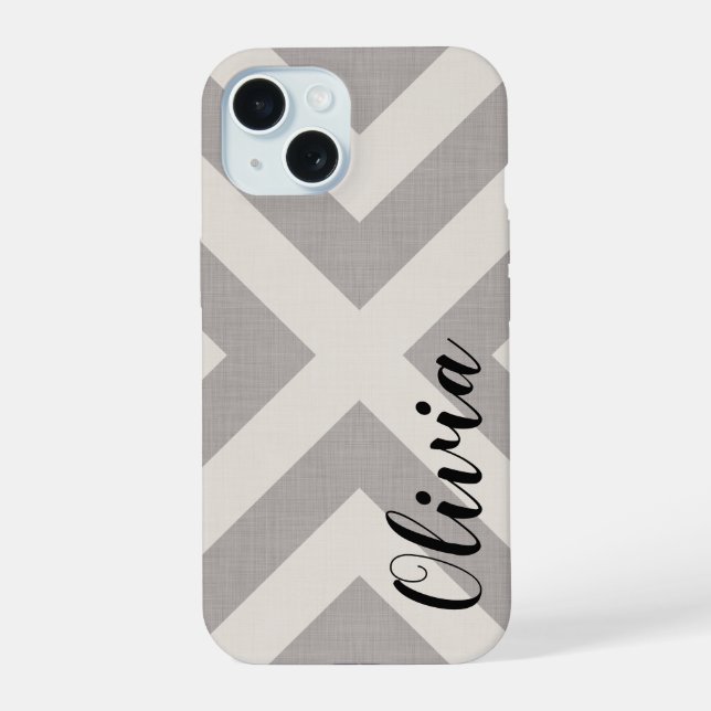 Rustic Gray X Chevron Monogram Iphone Case (Back)