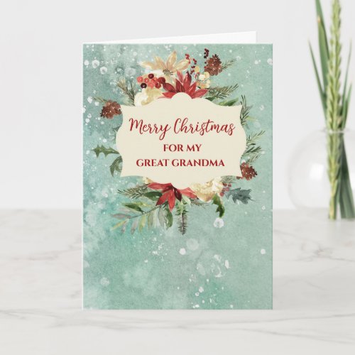 Rustic Great Grandma Merry Christmas Card