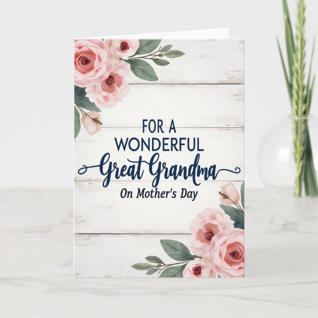 Rustic Great Grandma Mothers Day Card (Front)