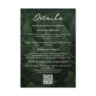 Rustic Green Aerial Forest Photo Wedding Details Enclosure Card