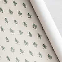Rustic Green and Beige Pine Trees Christmas Wrapping Paper