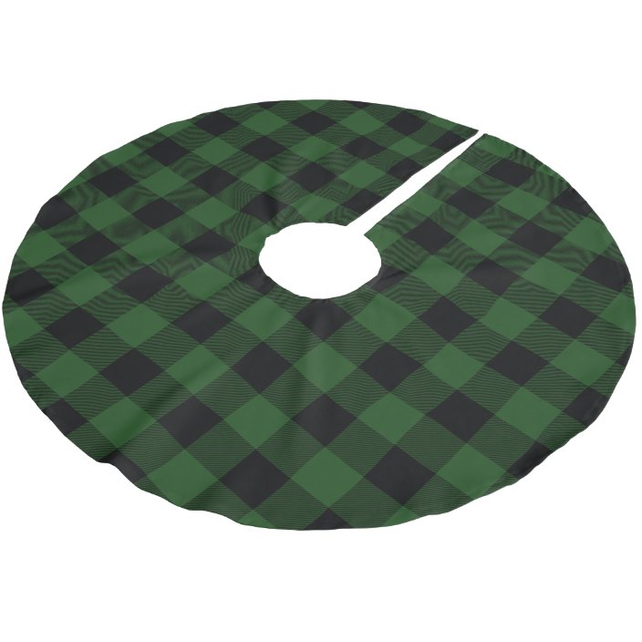 Rustic Green And Black Buffalo Check Plaid Brushed Polyester Tree