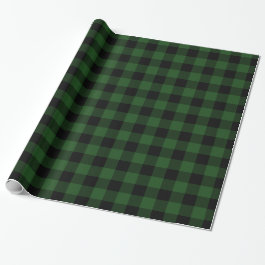 Rustic Green and Black Buffalo Check Wrapping Paper