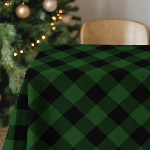 Rustic Green and Black Buffalo Plaid Tablecloth