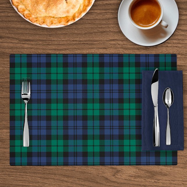Rustic Green and Blue Black Watch Plaid Holiday Placemat (Creator Uploaded)