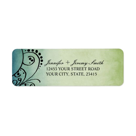 Rustic Green and Blue Bohemian Return Address Label