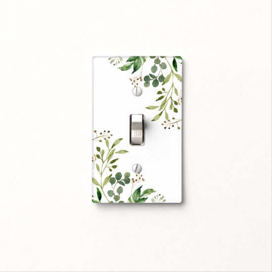 Rustic Green and Golden Brown Leaves Single | Light Switch Cover