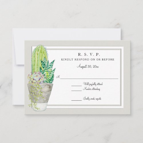 Rustic Green and Gray Urban Cactus Garden RSVP