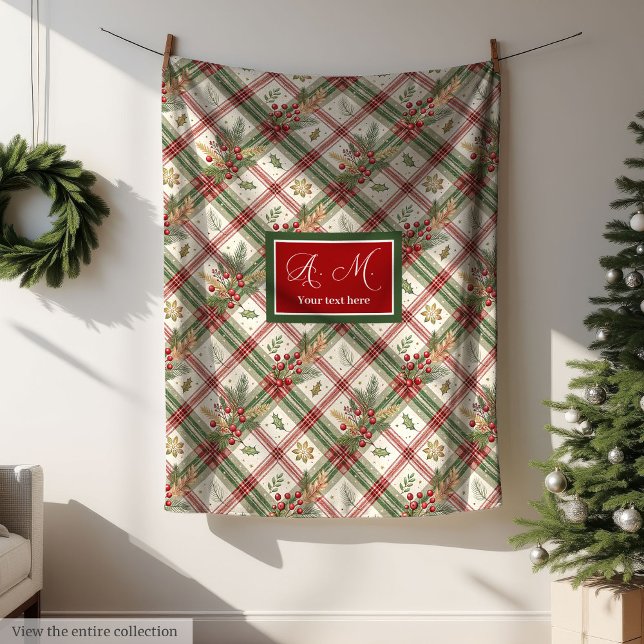 Rustic green and red watercolor checkered blanket (Rustic green and red watercolor checkered blanket)