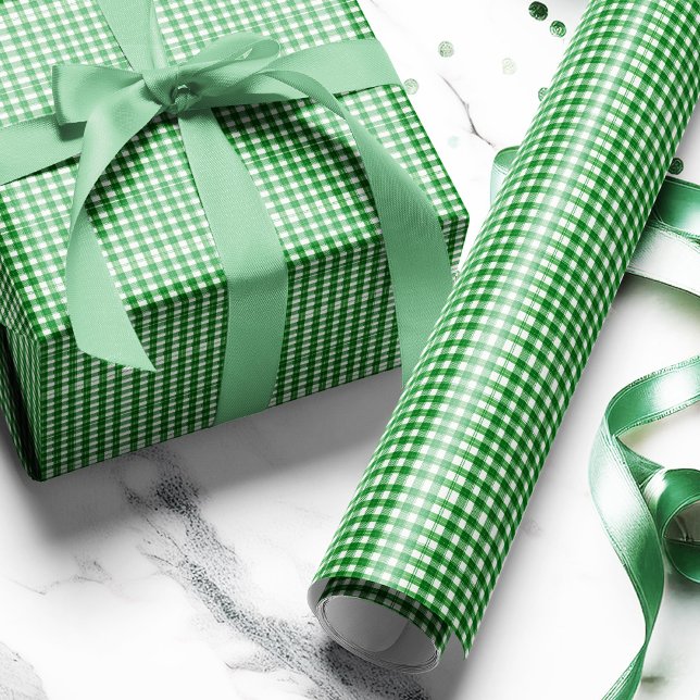 Rustic Green and White Plaid Traditional Checkered Wrapping Paper (Wrap your gifts in style with this Classic Green Plaid Gift Wrap Paper!)