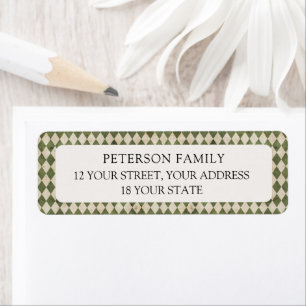 Rustic Green Argyle Christmas Return Address Label