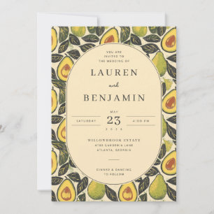 Rustic Green Avocado Border Invitation