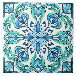 Rustic Green Azulejo Ceramic Tile