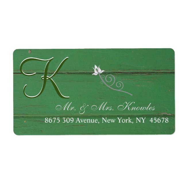 Rustic Green Barn Wood Label (Front)
