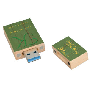 Rustic Green Barn Wood Wedding Photo Flash Drive