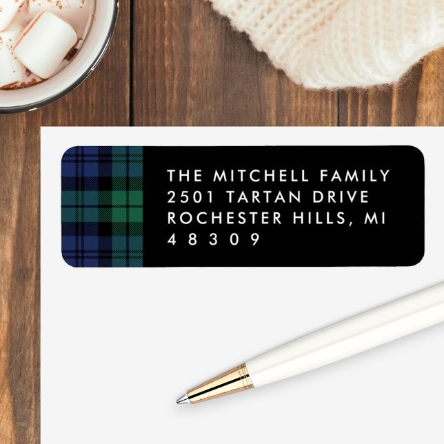 Rustic Green Blue Plaid Return Address Label (Creator Uploaded)