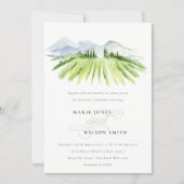 Rustic Green Blue Winery Vineyard Wedding Invite (Front)