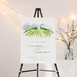 Rustic Green Blue Winery Vineyard Wedding Welcome Foam Board