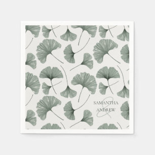 Rustic Green Botanical Pattern Monogram Napkins