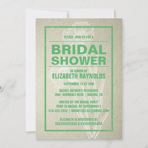 Rustic Green Bridal Shower Invitations