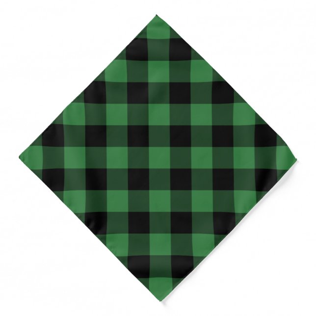 Rustic Green Buffalo Check Pattern Bandana (Front)