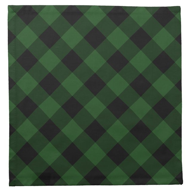 Rustic Green Buffalo Plaid | Holiday Cloth Napkin (Front)