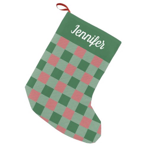 Rustic Green Buffalo Plaid Holidays Small Christmas Stocking