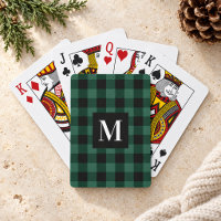 Rustic Green Buffalo Plaid Monogram Photo