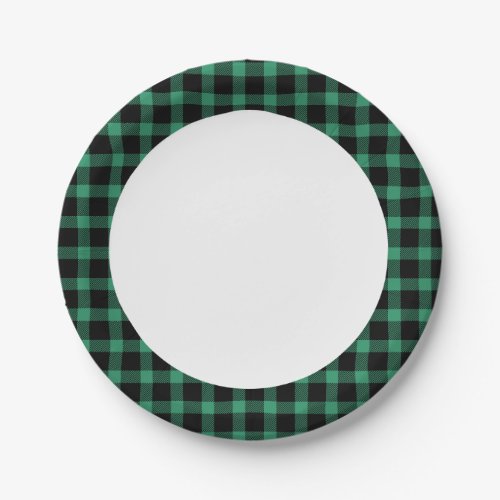 Rustic Green Buffalo Plaid Paper Plates