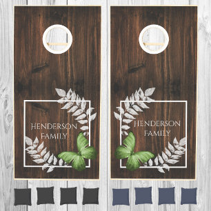 Rustic Green Butterfly Cornhole Set