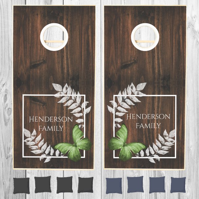 Rustic Green Butterfly Cornhole Set (Green Rustic Butterfly Cornhole Set)