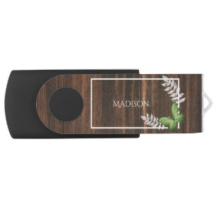 Rustic Green Butterfly Personalized Flash Drive