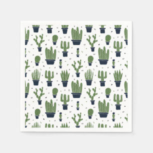 Rustic Green Cactus Desert Pattern Napkins