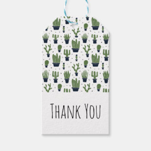 Rustic Green Cactus Desert Pattern Thank You Gift Tags