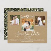 Rustic Green Camo Kraft Photo Save the Date (Front/Back)