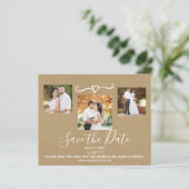 Rustic Green Camo Kraft Photo Save the Date (Standing Front)