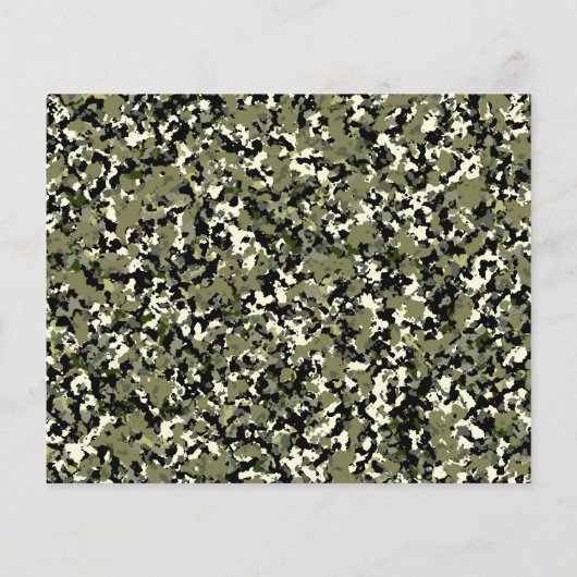 Rustic Green Camo Kraft Photo Save the Date (Back)