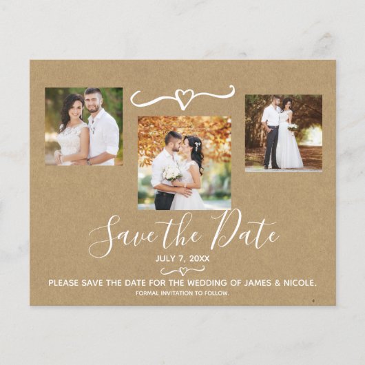 Rustic Green Camo Kraft Photo Save the Date (Front)
