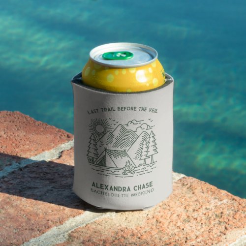 Rustic Green Camp Bachelorette Weekend Can Cooler
